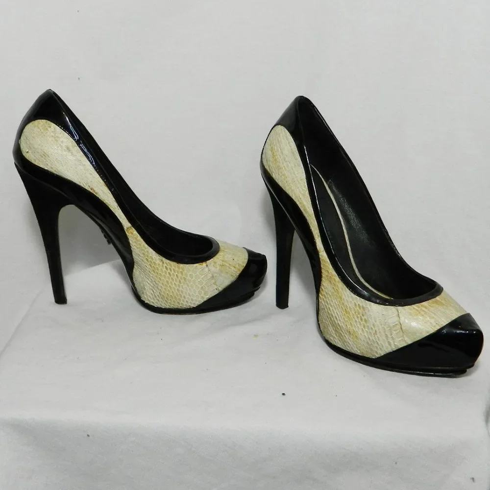 Rock & Republic Patent & Moc Retile Heels 38.5